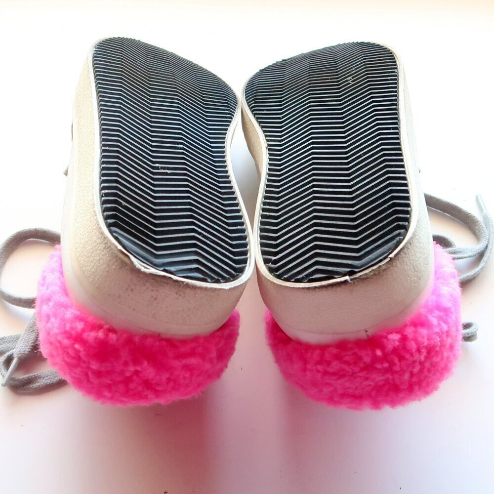 Steve Madden Polaris White Leather & Pink Sherpa Lace-up Star Sneakers Shoes 8 - Picture 11 of 16